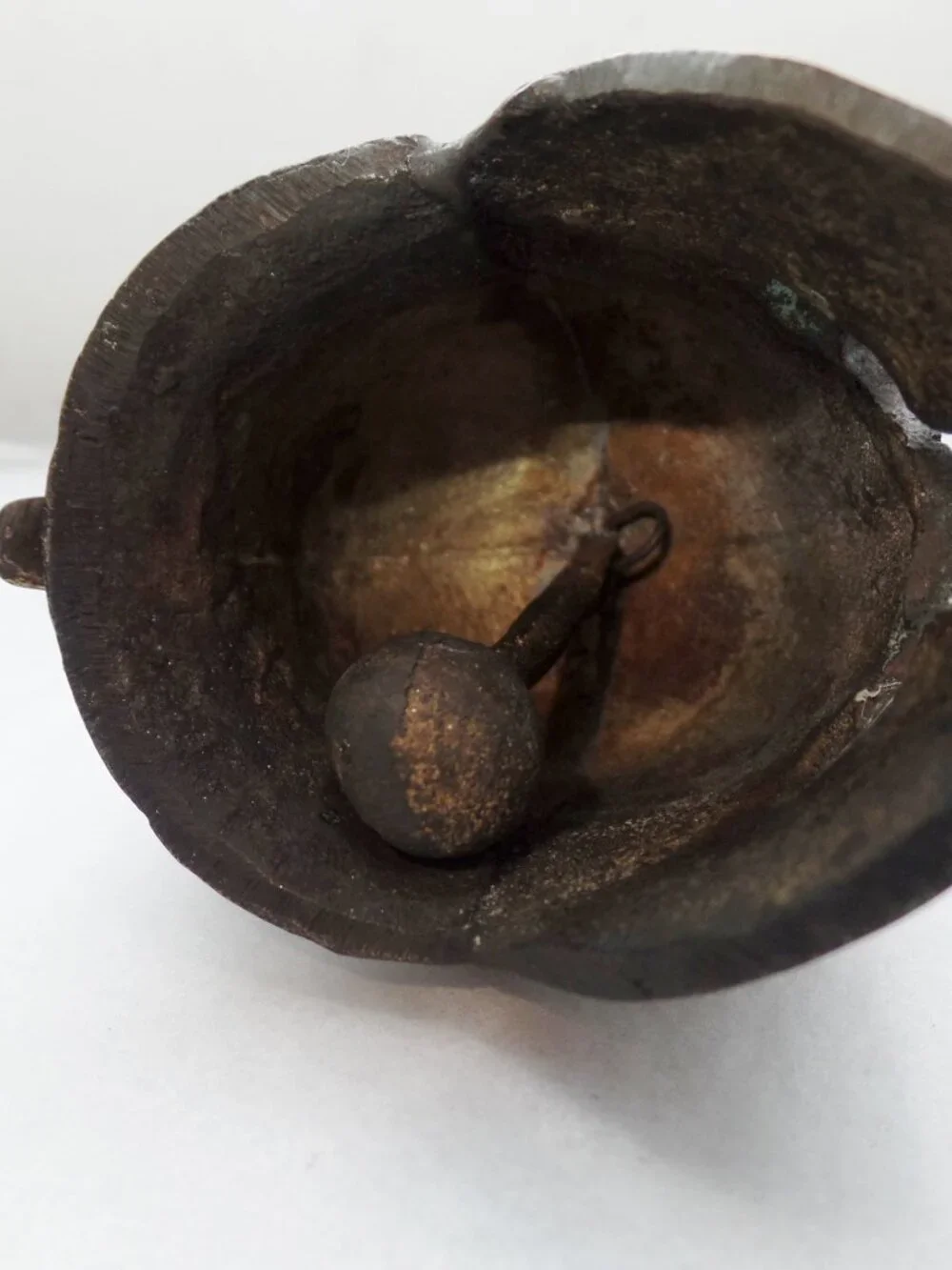 Vintage 5”  Greek Bronze Helmet w/ Patina Spartan Desk Bell